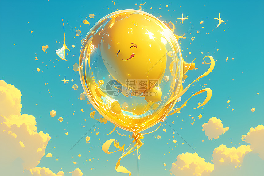 蓝天上的笑脸气球图片