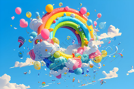 空中漂浮的气球背景图片