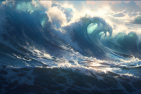 汹涌的海浪插图图片