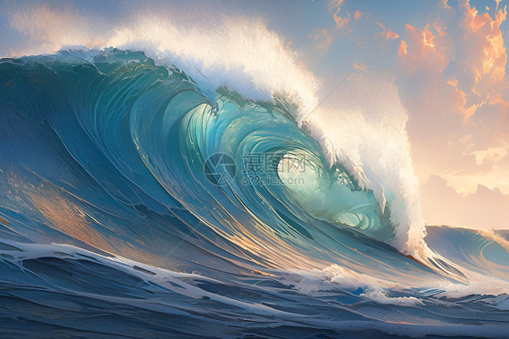 海洋中的巨大海浪图片