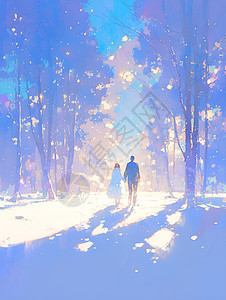 冬日散步的情侣图片