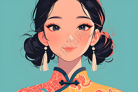 活力少女插画图片