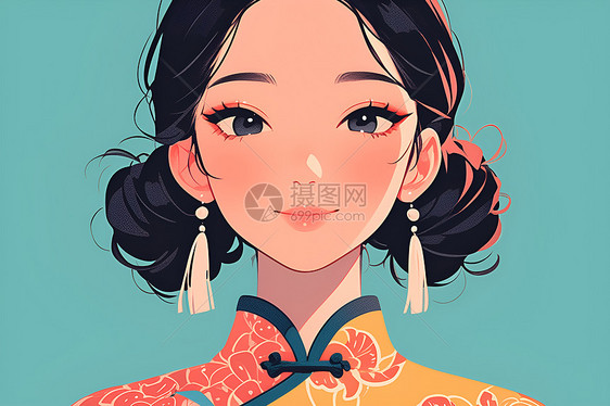 活力少女插画图片