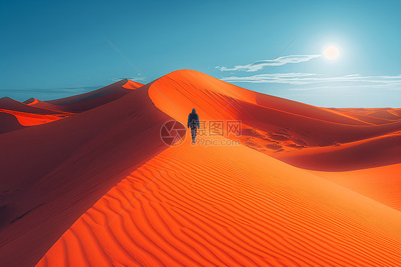 孤行者漫游于沙漠图片
