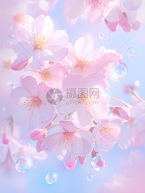 春日盛开的粉色樱花图片