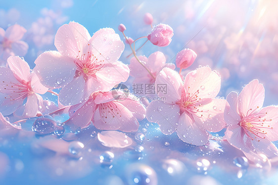 美丽的樱花插画图片