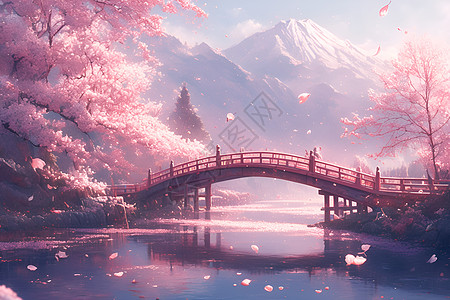 樱花桥下的幻境图片