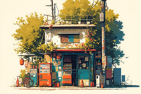 记忆力的小商店背景图片