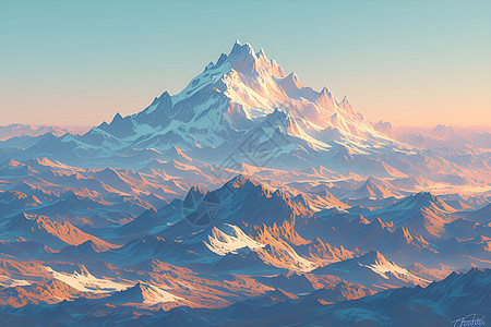 绘画的壮观山脉图片