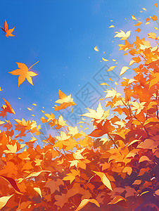 绘画的秋叶插图图片