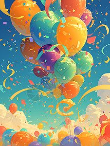 彩虹气球背景图片