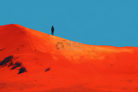 漫步沙漠的男子图片