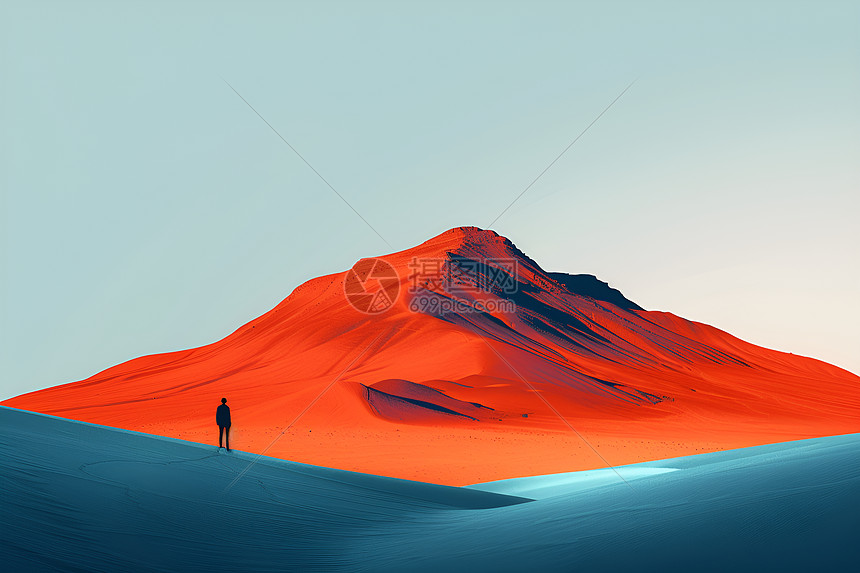 孤独徜徉沙漠的人图片