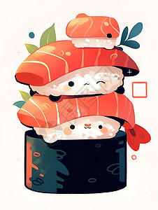 可爱的寿司插画图片