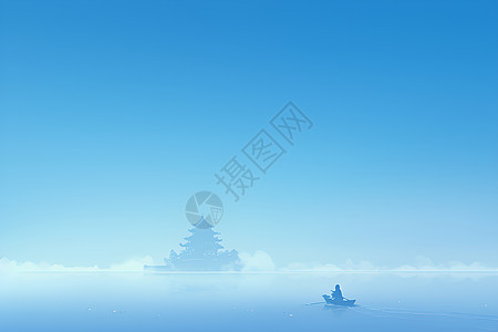 云海中的孤舟图片