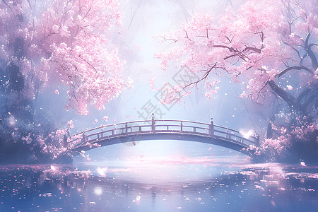 美丽梦幻的桃花桥图片