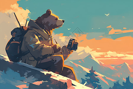 熊在山顶拍摄图片