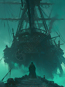 海盗船甲板恐怖海洋素材高清图片