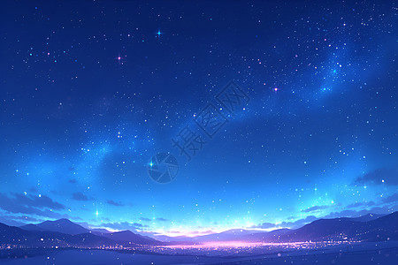 冬日星空下的雪景图片