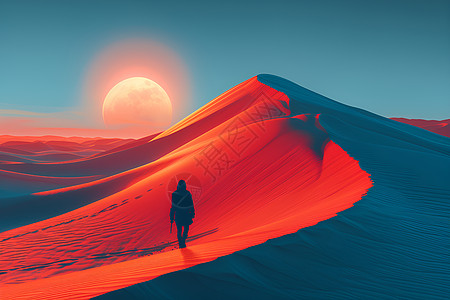 沙漠探险插画图片
