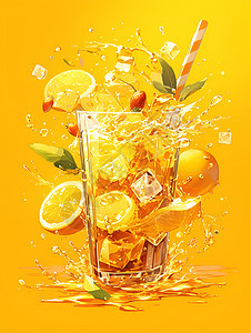 清新果汁水果艺术图片