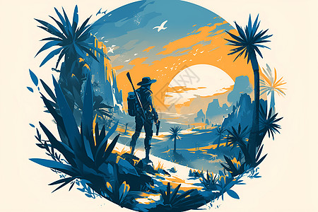 探险者在热带沙漠中图片