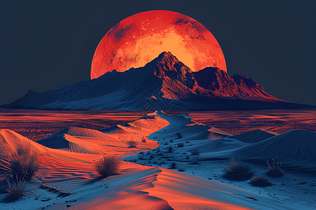 红月之下的沙漠征途图片
