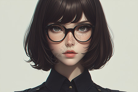 黑色少女插画图片