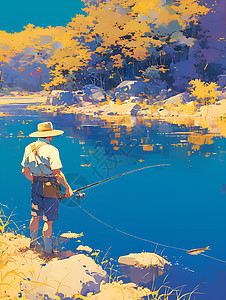 河边钓鱼的时光图片