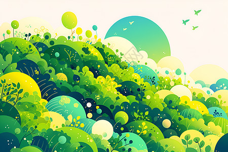 绿色森林插画图片