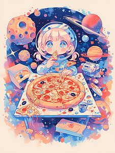 宇宙主题的披萨图片