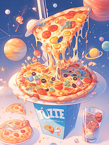 宇宙中的披萨奇幻之旅图片