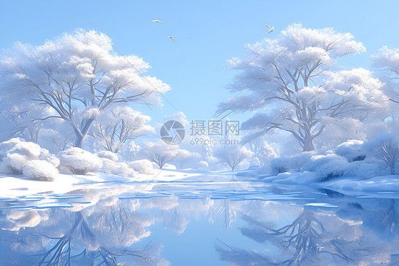 冰雪静寂中的风景图片