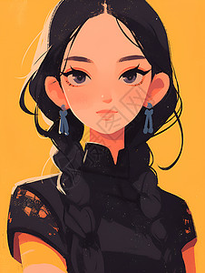 中式少女的辫子背景图片