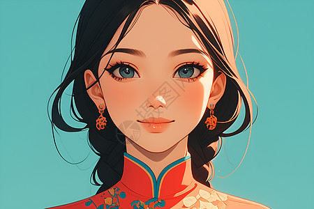 双麻花辫的中国女孩图片