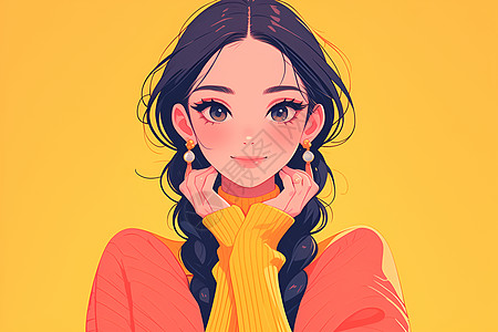 温婉的少女插画图片