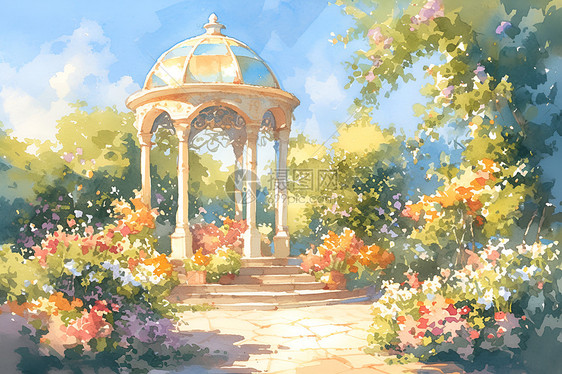 梦幻庭园的花卉图片