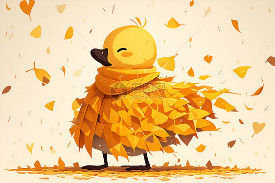 鸭宝宝穿着秋叶披风图片