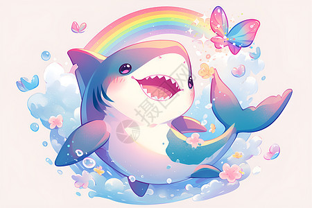 绚丽色彩的鲨鱼背景图片
