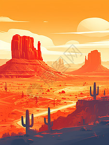 沙漠与落日之美图片