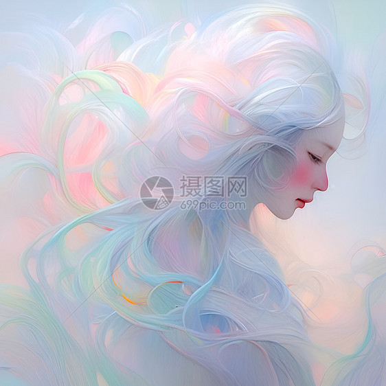 彩虹少女插画图片