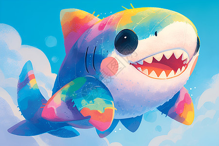 快乐的彩虹鲨鱼图片