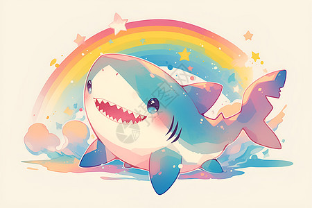 彩虹下的鲨鱼图片