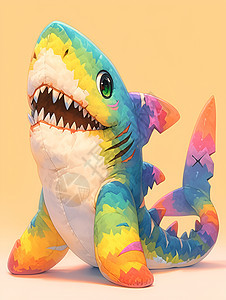 彩虹色鲨鱼毛绒玩具图片