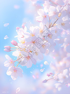 碧空下的粉色樱花图片
