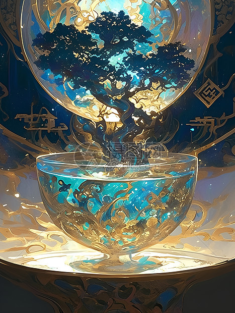 玻璃碗中的幻想之树图片