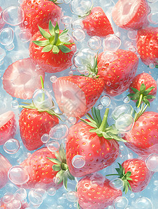 水面上的草莓图片