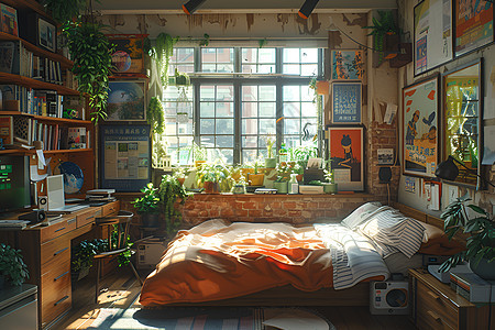 阳光洒满卧室家居图片