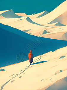 沙漠中独行的旅行者图片