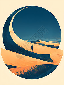 满月下的沙漠徜徉者图片